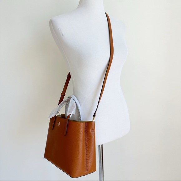 Tory Burch NEW with Tags Blake Leather Small Tote Crossbody in Bourbon Cornbread - Picture 3 of 16